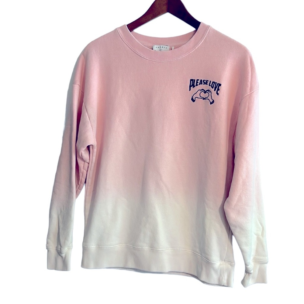 Ladies Sandro Paris Please Love Ombré Crew Neck Sweatshirt Size Small